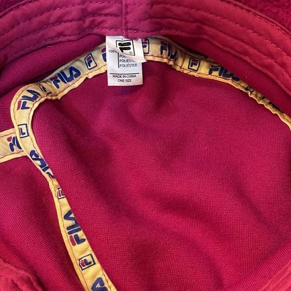 Magenta Colored Sherpa FILA Bucket Hat - Picture 5 of 5
